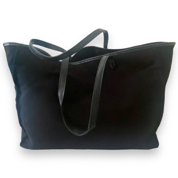 Victoria's Secret BLK Shimmer Canvas Tote Clear Plastic Front V Panel Tiger Bag - Picture 7 of 13